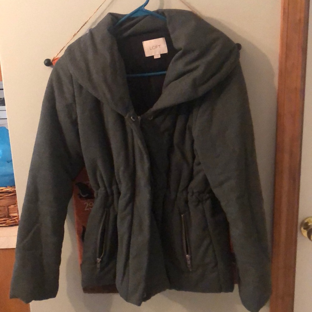 Loft gray puffer pea coat